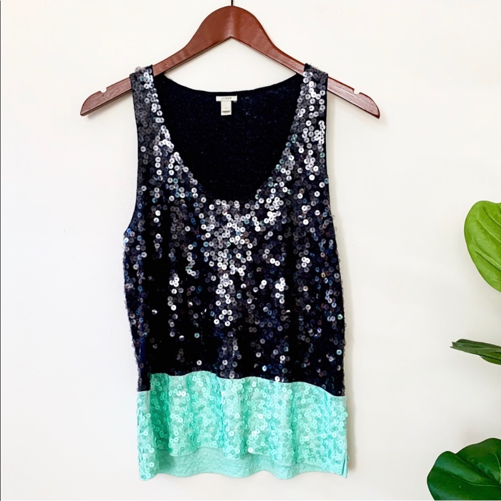 J.Crew Factory Color Block Sequin Tank - Picture 2 of 6